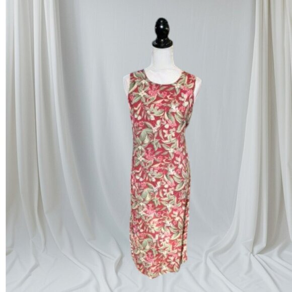 Requirements Dresses & Skirts - Requirements Casual Sleeveless Maxi‎ Dress in Red and Green Floral in Size MP